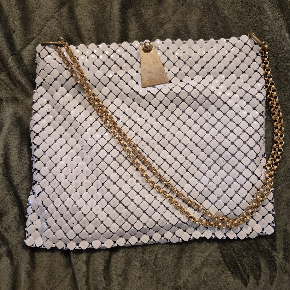 Mesh Whiting And Davis Metal  Gold Chain  Evening Bag